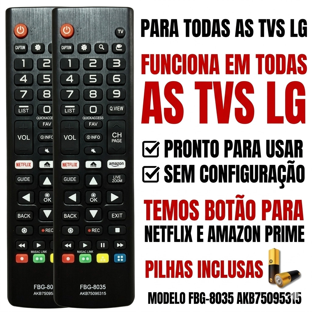 Controle Universal LG Smart TV LED 4K NETFLIX + Kit com Pilhas — imagem 2 de 2