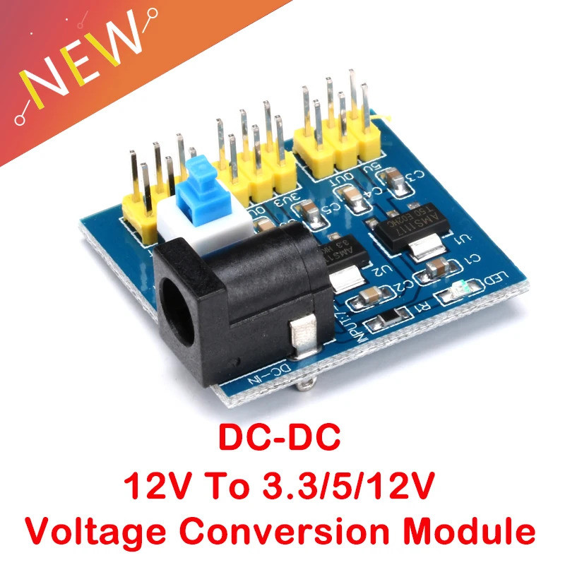 Módulo De Fonte De Alimentação 3.3V 5V 12V Conversão De Tensão Dc-Multisaída 12V A 3.3/5/12 Com Luz