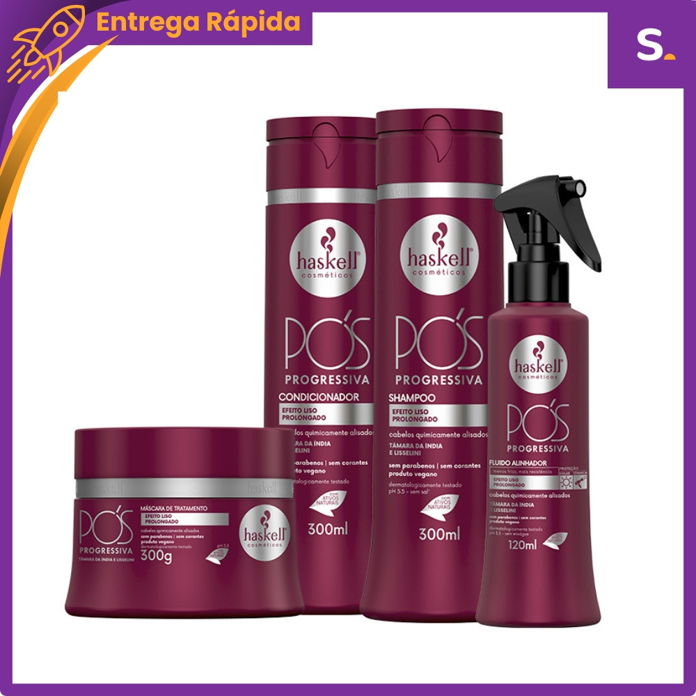 Linha Pós Progressiva Shampoo, Condicionador, Máscara e Fluído - Haskell Cosméticos