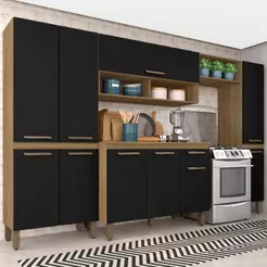 Armário De Cozinha Tieli 5 Peças Boreal/preto - Móveis Arapongas