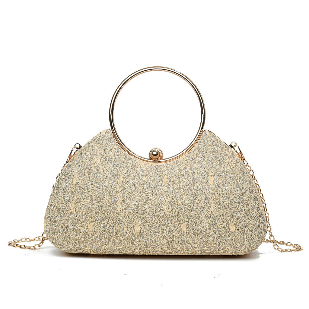 Bolsa Feminina Clássica para Festas com Detalhes de Brilho e Fecho Elegante de Mão  ANA