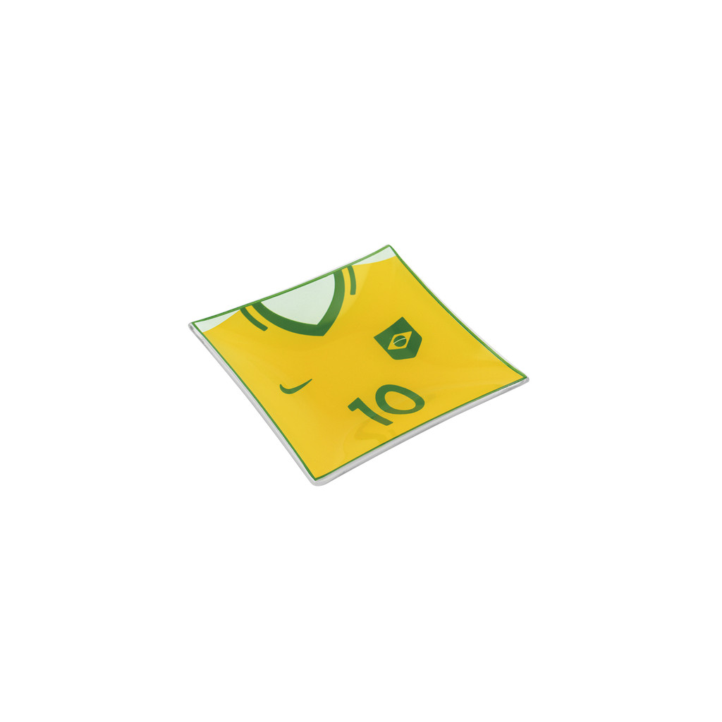 Prato / Petisqueira Quadrada Camisa de Futebol 13x13x1,5cm Decor Glass