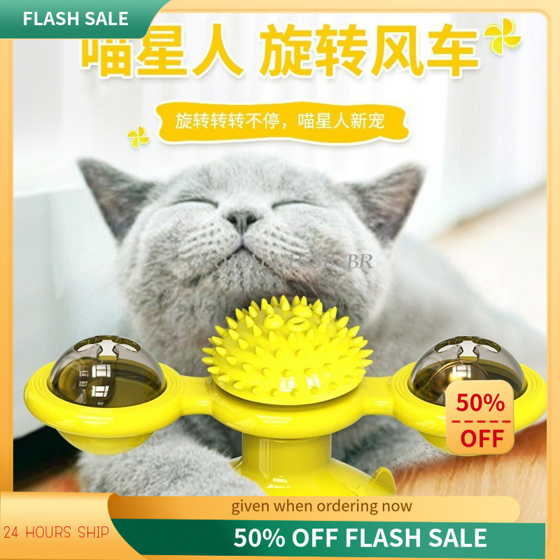 {Estoque pronto} gato moinho de vento brinquedo dispositivo de fricção de cabelo luminoso rotativo coçar primavera homem