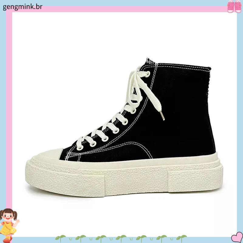 tênis infantil masculino kit tênis infantil masculino Sapatos de lona de cano alto para homens 2024 outono novo preto