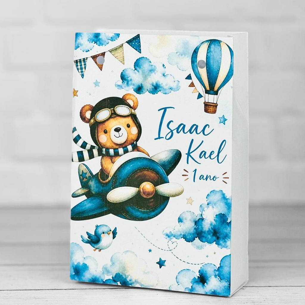 Sacolinha Personalizados URSINHO AVIADOR (PEGUE E MONTE) / Lembrancinha Mimos Festa Aniversário Infantil
