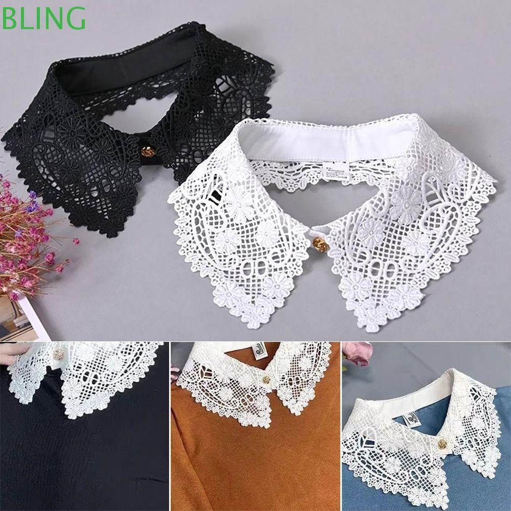 Colar Falso BLING , Destacável Preto E Branco , Acabamento De Roupas Florais De Renda