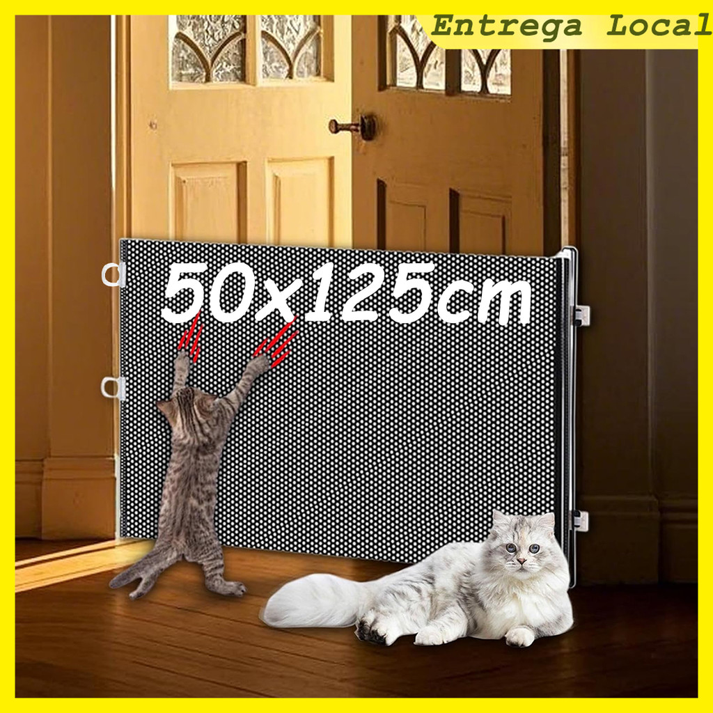 Rede protetora de porta retrátil de 1 peça, proteção de segurança para animais de estimação e bebês, 125 x 50 cm