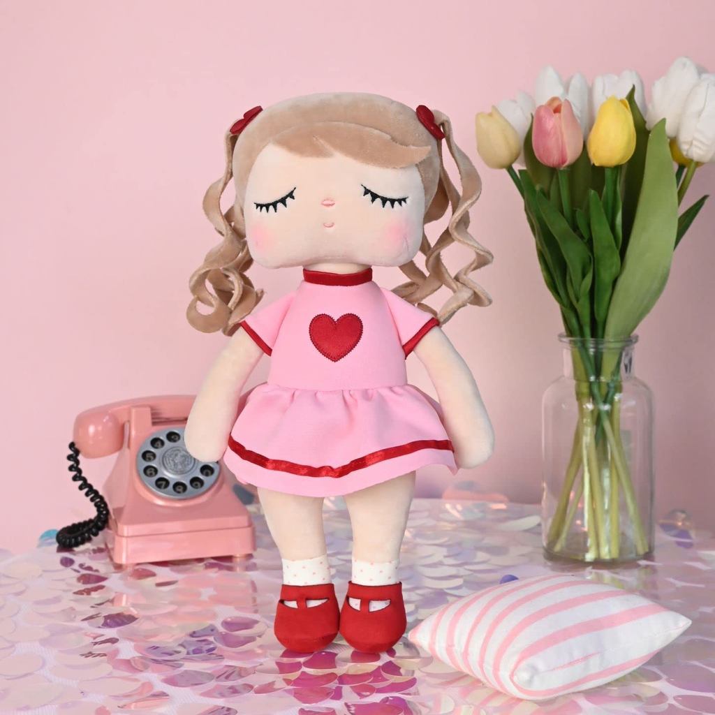 Boneca de Pano Angela Tica Metoo 33cm Premium Pelúcia Infantil Presente Decoração Colecionável