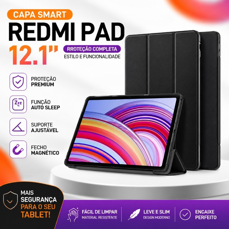 Capinha silicone Premium Para Xiaomi Poco Pad / Redmi Pad Pro 12.1" com Suporte e Proteção Total