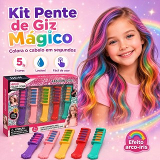 Kit Pinta Cabelo Menina Blogueira 5 Cores, Brinquedo Menina, Mechas Coloridas, Kit Menina Pinta Cabelo, Make Infantil
