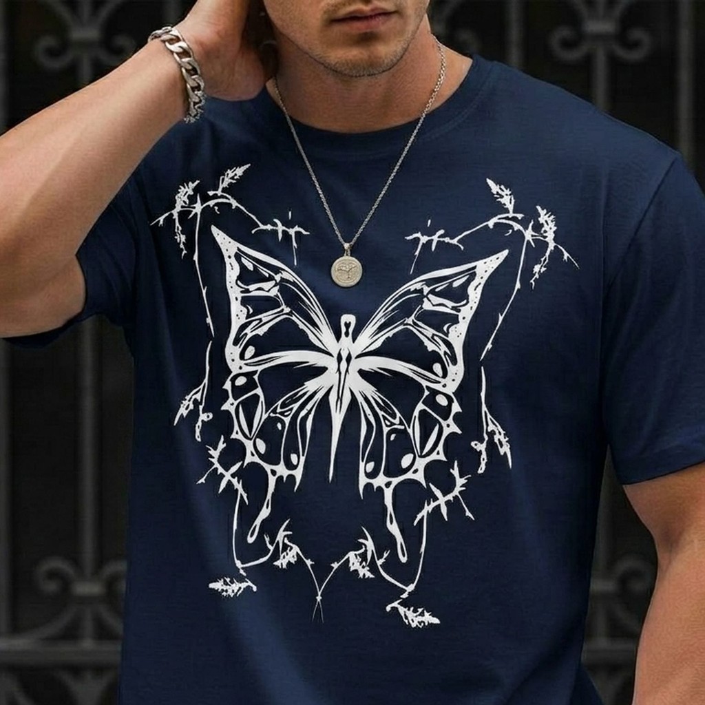 Camiseta Básica Casual Masculina Estampada Borboleta Estiloso Premium Academia Treino Presente