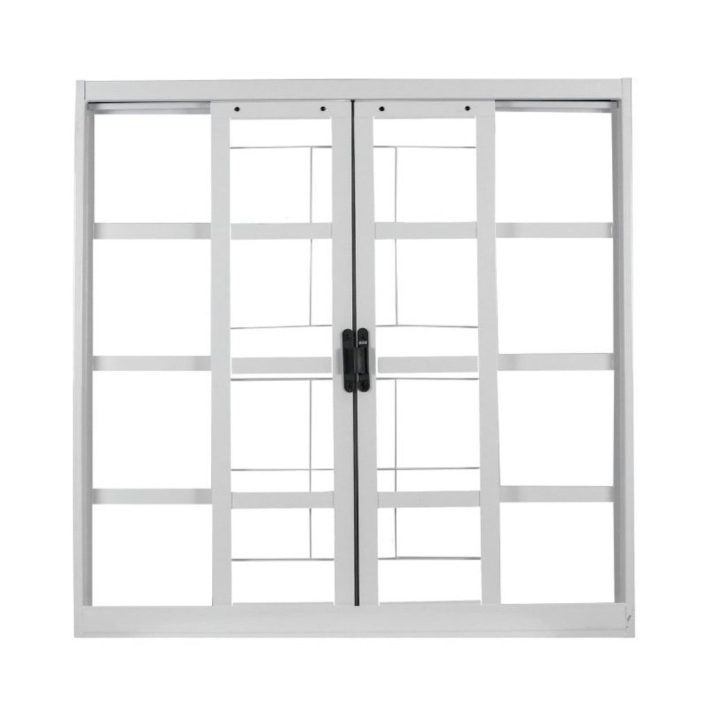 Janela de Aço de Correr 100x120cm 4 Folhas com Grade Minas Sul MGM