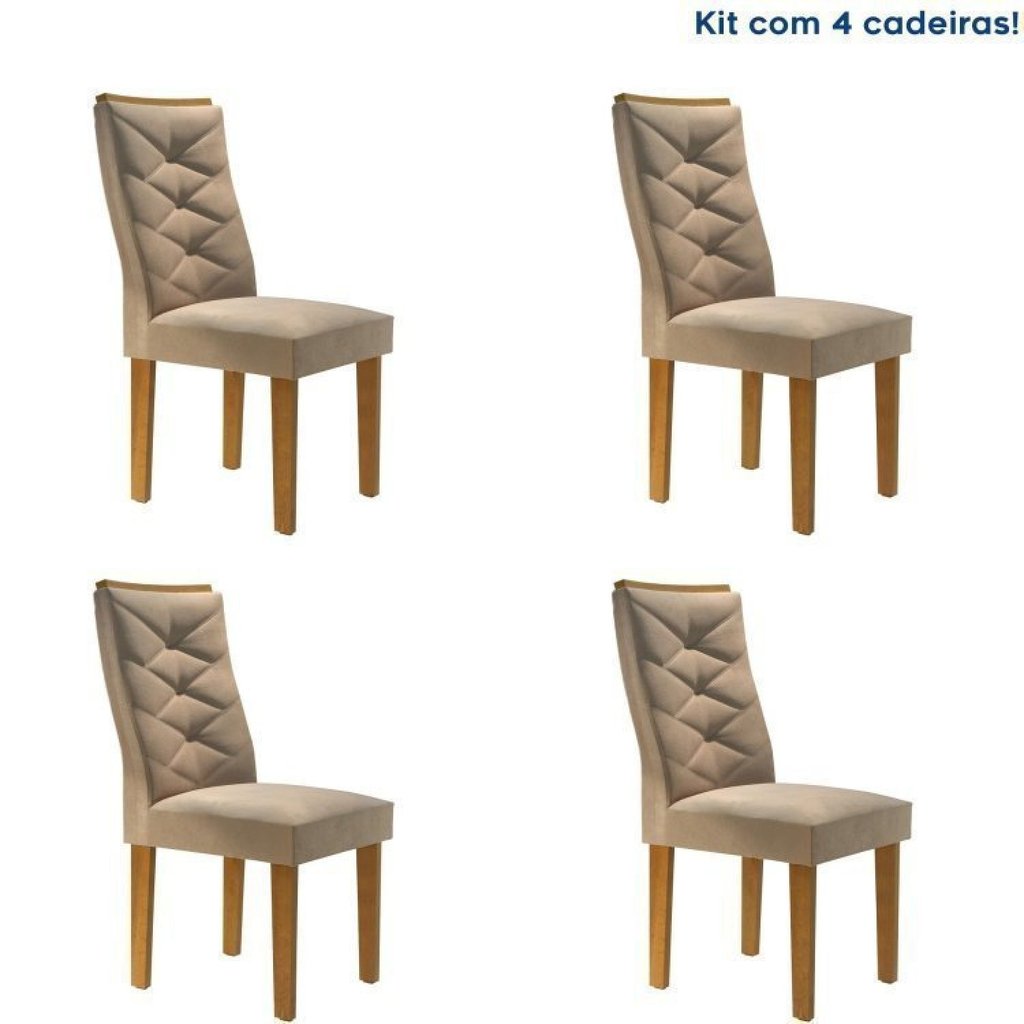 Conjunto 4 Cadeiras para Sala de Jantar Germany Ypê