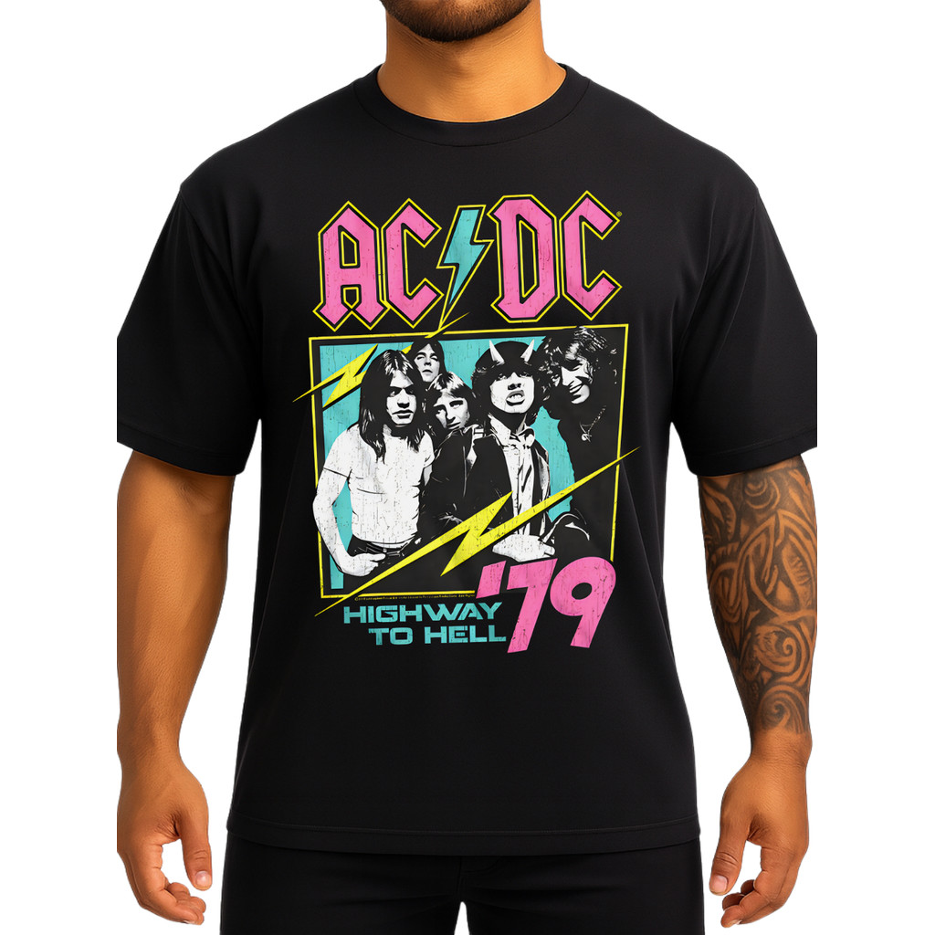 Camiseta Blusa T-Shirt Rock AC/DC Moletom Regata Oversized Banda Musica Estampa Premium 100% Algodão