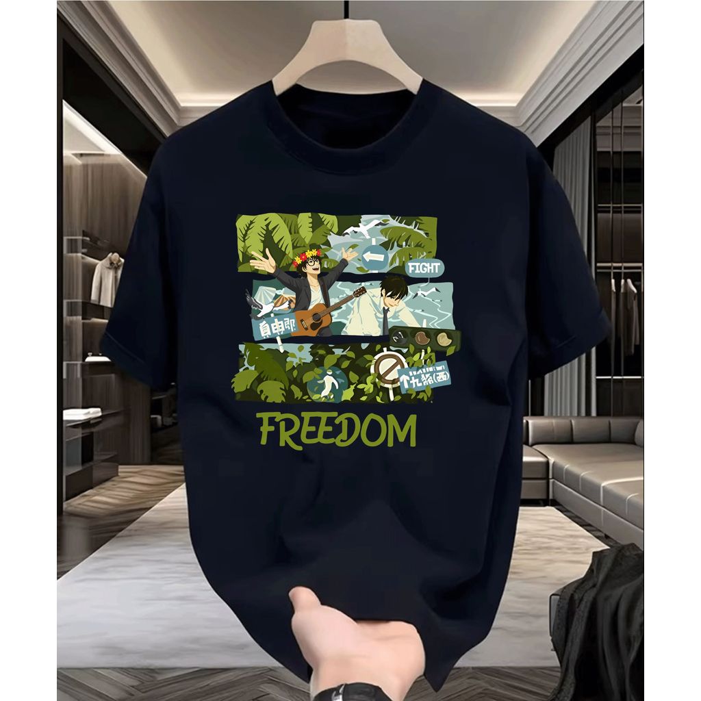2026 Camiseta Feminina Estampa Tropical com Figuras e Símbolos de Liberdade Moderna Confortável Estilosa Moda Feminina