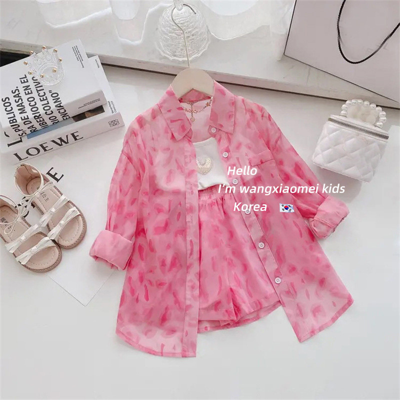 Meninas roupas moda ternos moda verão fino protetor solar roupas Shorts bebê respirável camisas de ar condicionado crian
