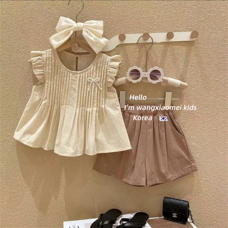 Meninas roupas moda ternos moda roupas de verão estilo fino estilo Preppy na moda colete Shorts bebê moda crianças terno