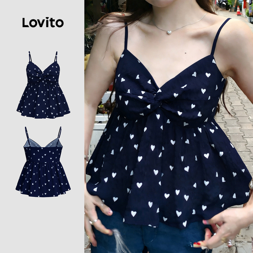 Lovito Top Casual Azulmarinho Feminino Primavera/Verão LK5ED776