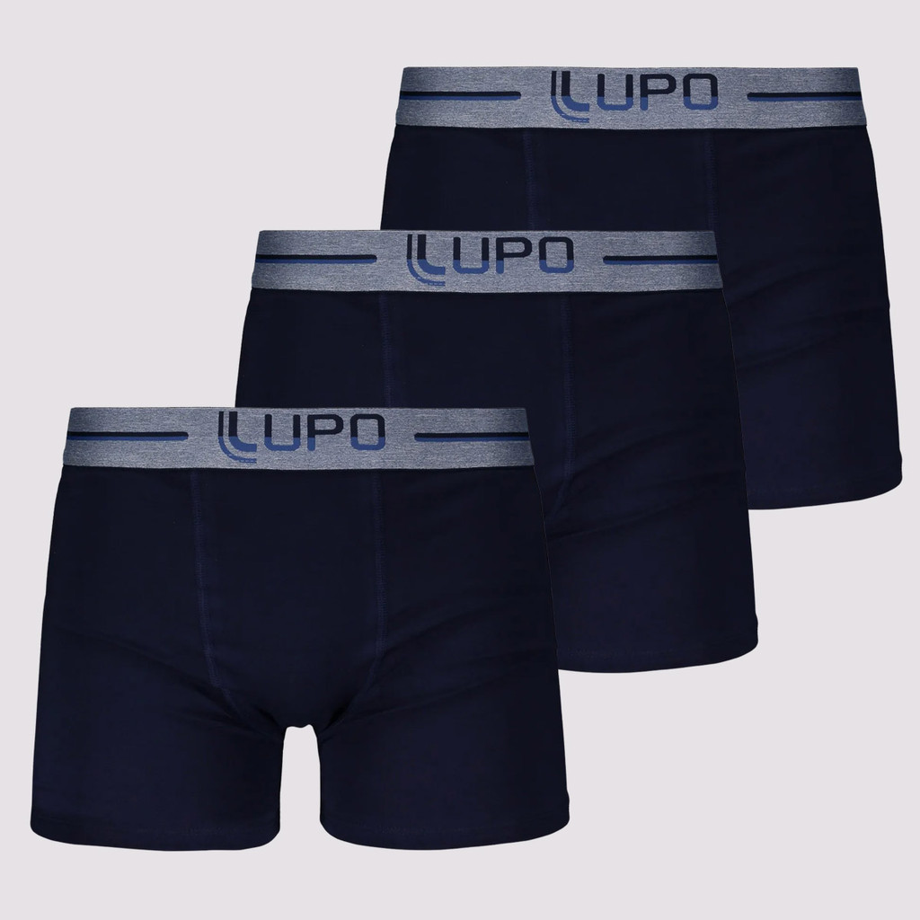 Kit de 3 Cueca Boxer Lupo Anatomic Shape Especial Marinho