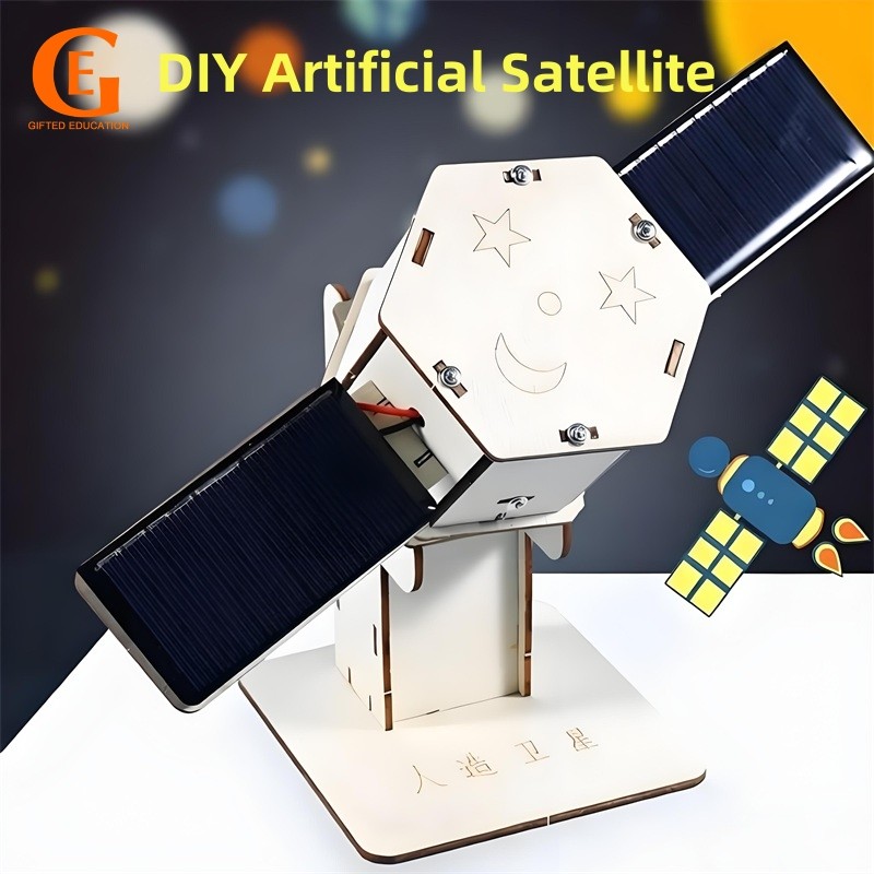 Educação Dotada DIY Modelo De Satélite Artificial Crianças Brinquedo De Energia Solar Escola Científica Educacional Pres