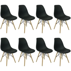 Kit 8 Cadeiras Charles Eames Eiffel Wood Design Varias Cores