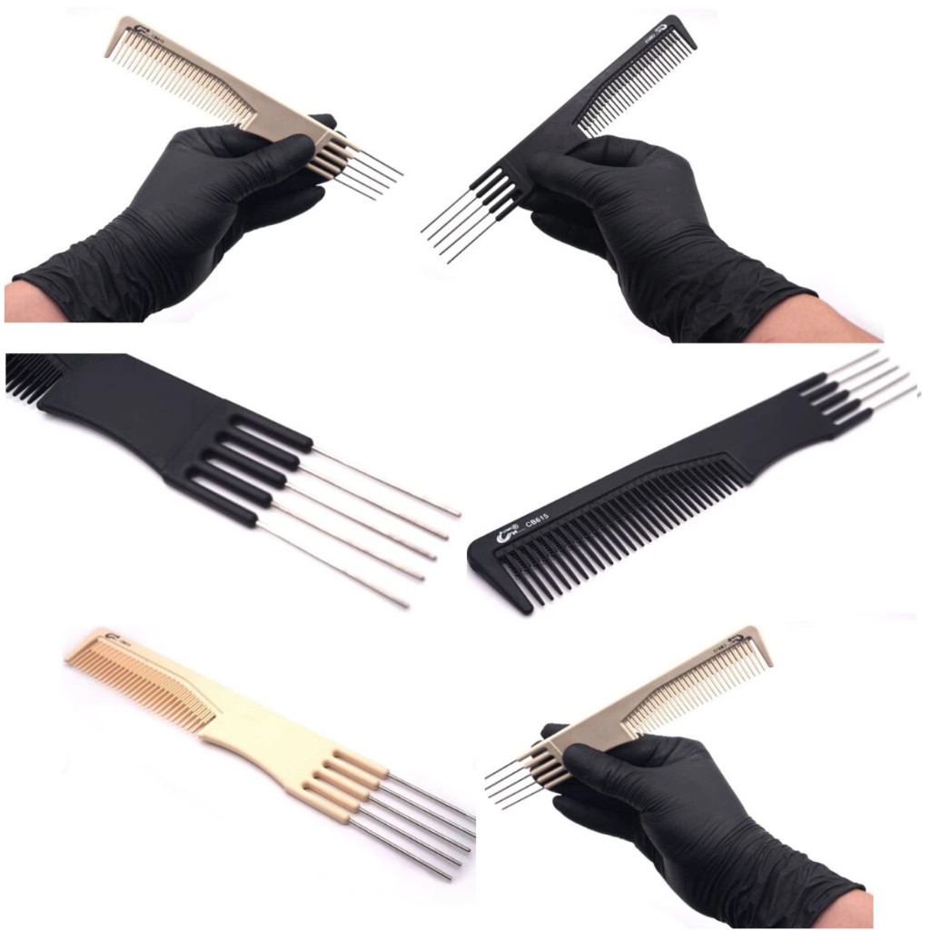 PENTE PROFISSIONAL DE CARBONO PENTE GARFO AFRO COM DENTES DE METAL PENTE PROFISSIONAL PARA QUÍMICA