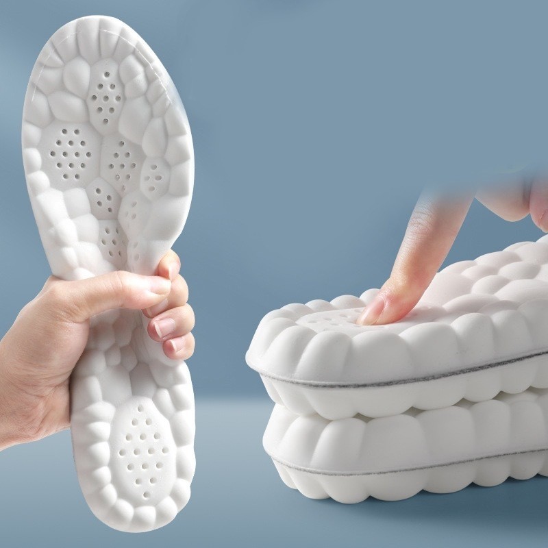 Palmilhas 4D Esportivas De Látex Alta Elasticidade Soft Shoe Pads Suporte Arco Ortopédicas Desodorante Respirável