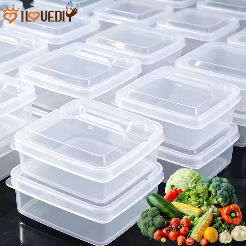 Caixa Plástica Transparente Do Recipiente De Armazenamento De Alimentos Para O Refrigerador | Organizador Empilhável Sel