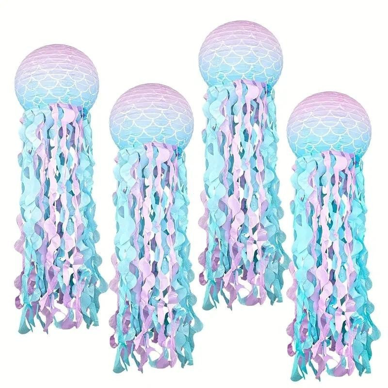 1-3 Pçs Sereia Medusa Lanternas De Papel Para Tema Festa Sob O Mar Oceano Aniversário Decorações De Casamento