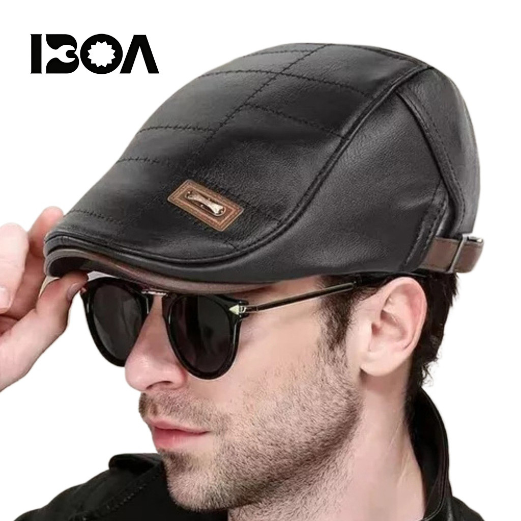 Boina Masculina Casual Estilo Italiano Em Couro Legítimo