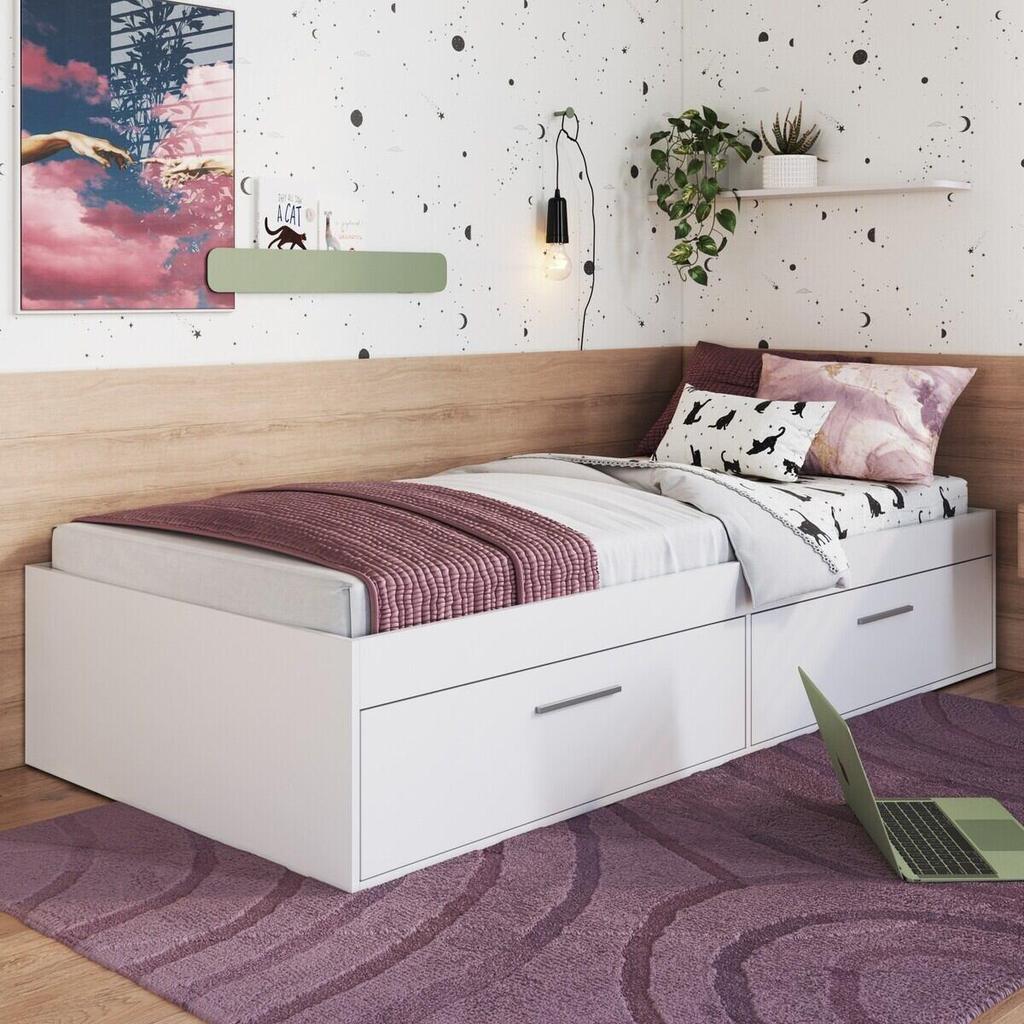Cama de Solteiro com Baú 2 Portas para Colchão 188x78cm Multimóveis CR40131