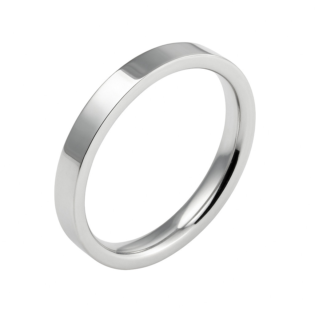 Aliança Aço Inox 4mm Anatômica Reta Brilhante Namoro Presente Estilosa Luxo