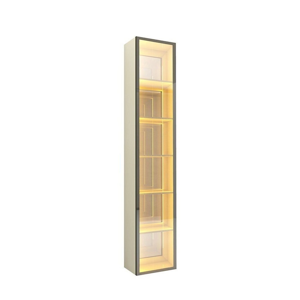 Cristaleira 1 Porta Reflecta com Fita Led e Espelho 100% Mdf Luminare Off White