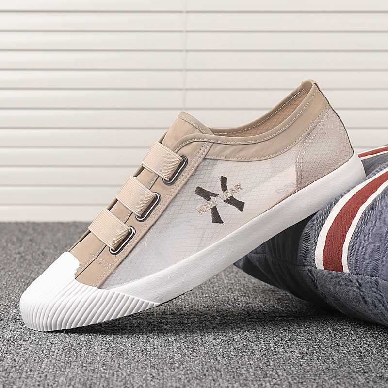 Sapatos de lona masculinos verão deslizamento-em respirável sapatos casuais malha fina gaze sapatos masculinos tênis pre