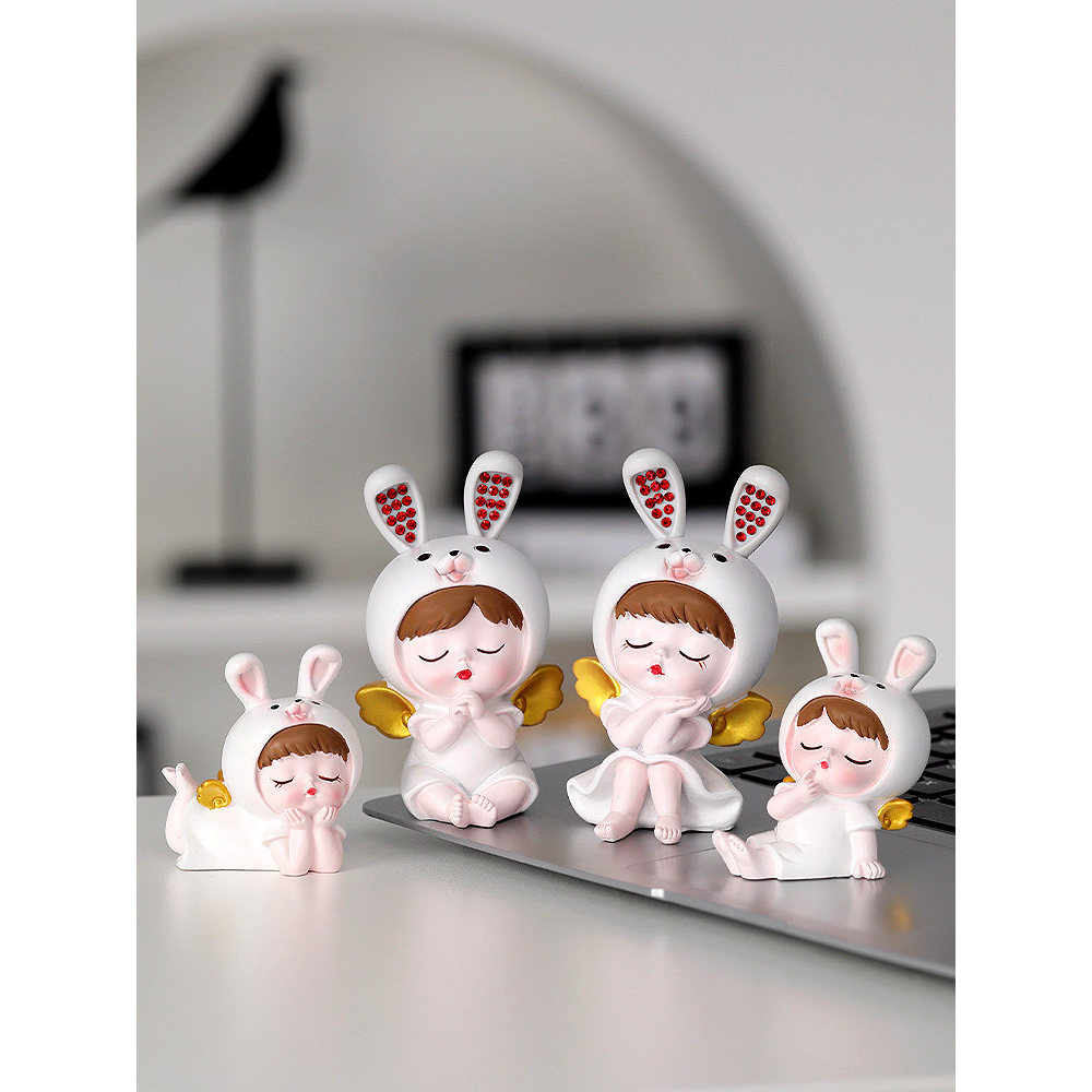 Cura bonito coelho decorações casa quarto decoração sala de estar escritório decorações Desktop pequenas decorações