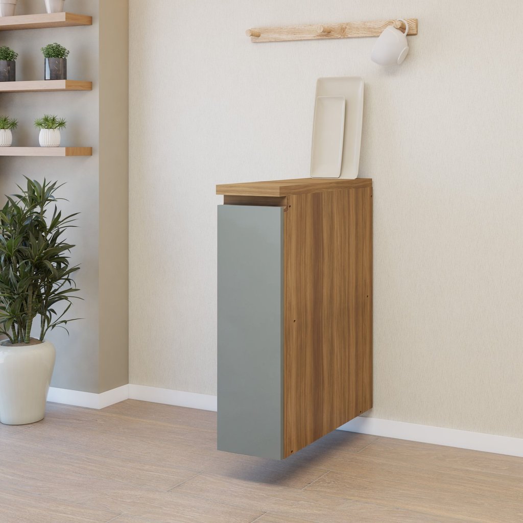 Balcão de Cozinha Porta Tempero 1 Porta 20cm 100% MDF Rainha Nature/Verde