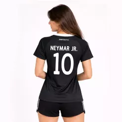 Camisa Santos Mosaico Feminina Preta e Branca 10 Neymar Jr