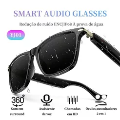 Óculos musica bluetooth antirruido esporte Inteligentes YJ-01 Ip68 2026 oculos de Sol e sem grau