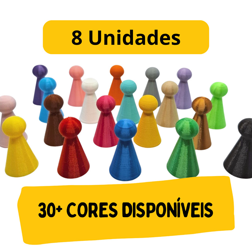 Kit de Peões para Jogo de Tabuleiro - Pinos para Board Game - 8 Unidades