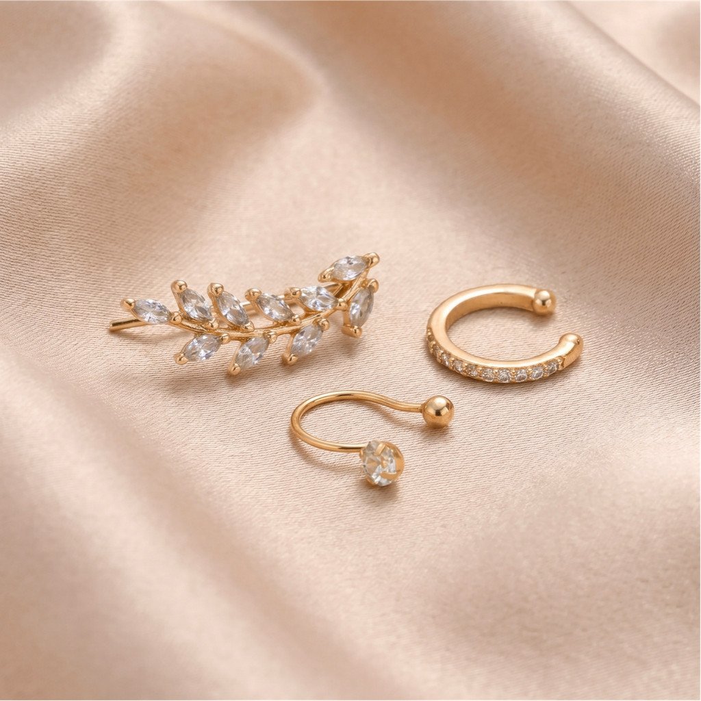 Vnox 3 Peças De Brincos Falsos Não Perfurados Para Mulheres, Sem Necessidade De Piercing, Elegantes Festa De Casamento · foto 2