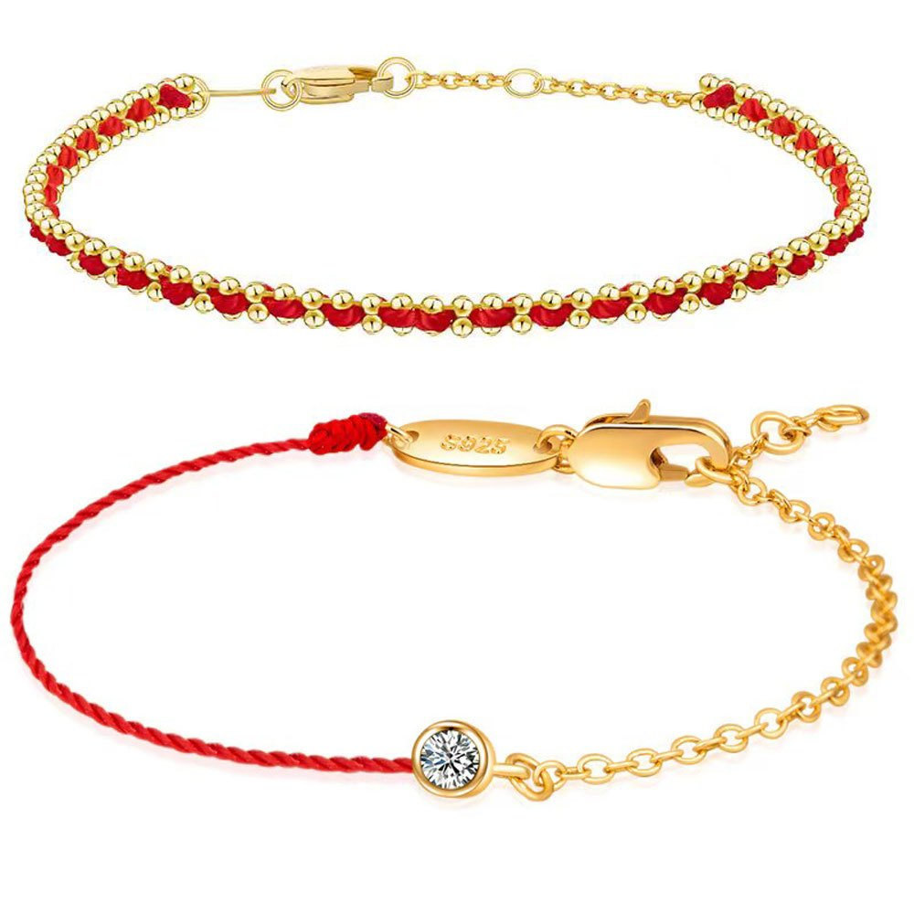 Pulseira Fina de Aço Inoxidável com Corrente de Moda em Fio de Poliéster Vermelho Feita à Mão, Joia Coreana Exquisita