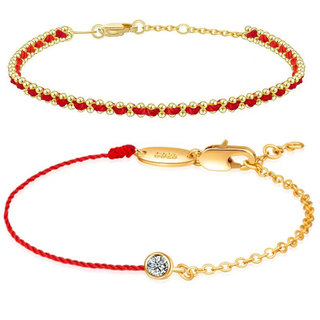 Pulseira Fina de Aço Inoxidável com Corrente de Moda em Fio de Poliéster Vermelho Feita à Mão, Joia Coreana Exquisita
