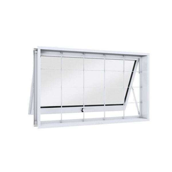 Janela de Aço Maxim-ar 60x60cm com Grade Quadrada Facilita Lucasa Branco
