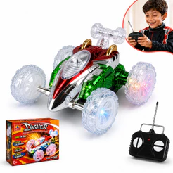 Carrinho de Controle Remoto Maluco Doido Com Luzes Manobras Gira 360 Graus Infantil Kizumba