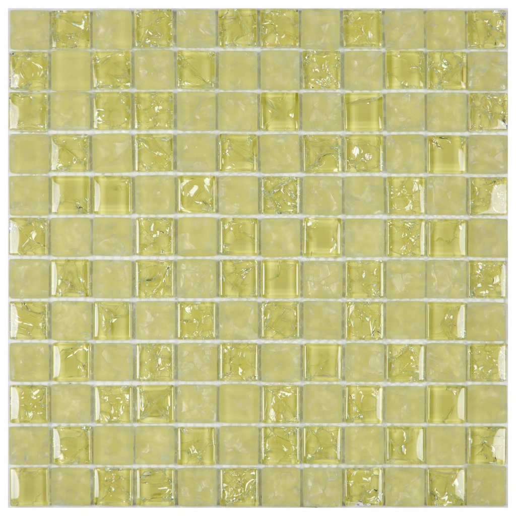 Pastilha de Vidro Ice de 30cm X 30cm Rende  Glass Mosaic Amarelo
