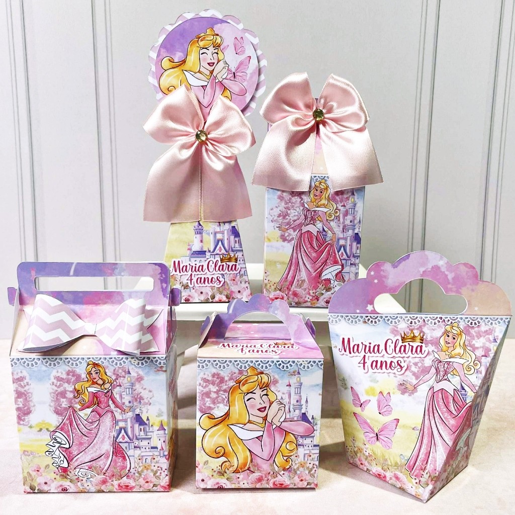 Kit Personalizados caixas Festa Princesa Aurora Bela Adormecida|Aniversário|Lembrancinha|PegueMonte