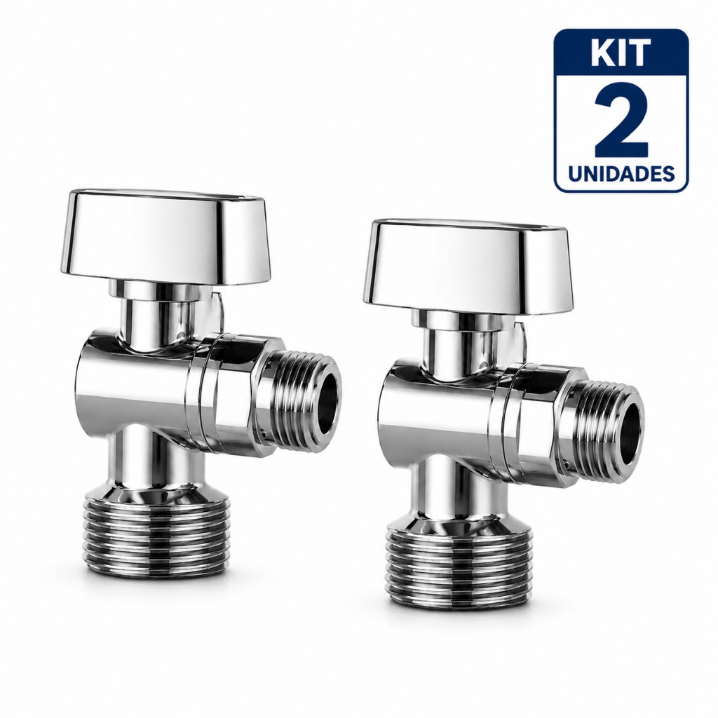 Registro Tanque Máquina de Lavar 1/2x3/4 Metal Resistente | 2 Unidades