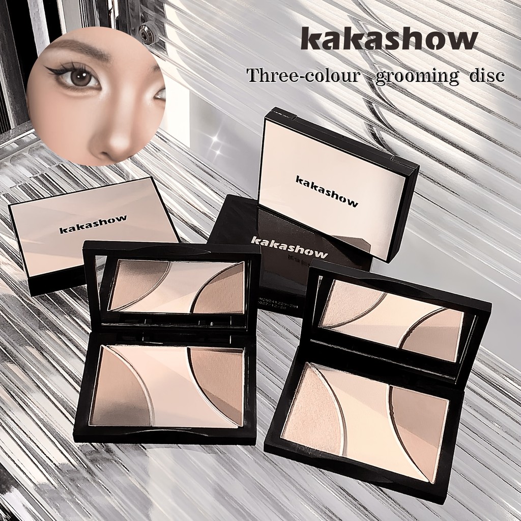 Paleta 3 em 1 Kakashow: Realce + Bronzer + Contorno 8g para Escultura Facial & Sombra no Nariz