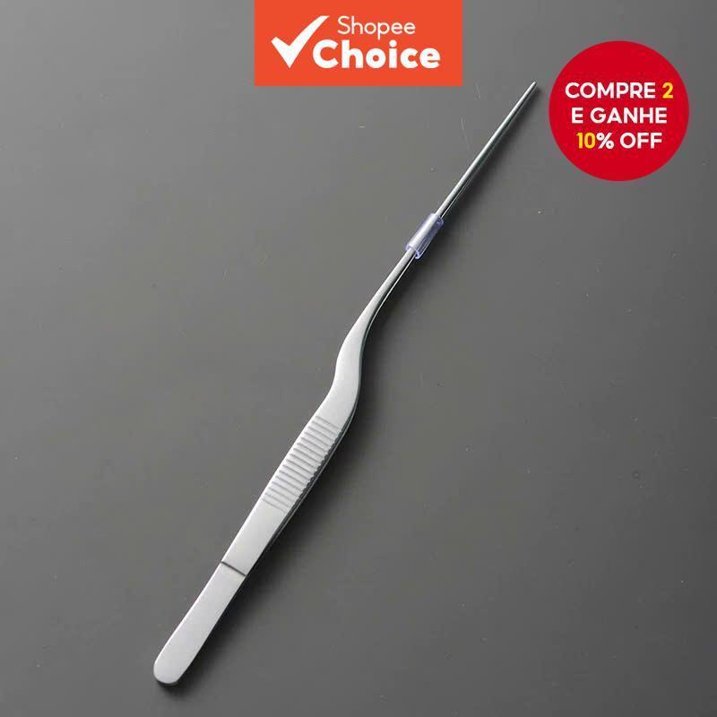 Pinça de aço inoxidável com dentes finos, removedor de cera de ouvido, pinça para ouvido médio, kit de limpeza de