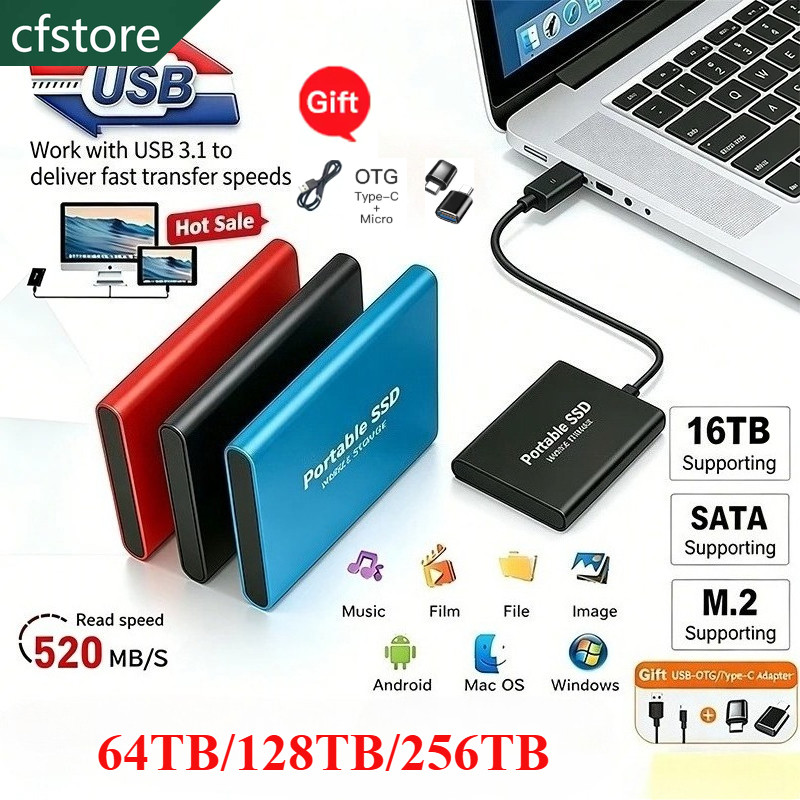 Disco Rígido Externo SSD Portátil 1TB USB3.1 Tipo-C À Prova De Choque Plug & Play Armazenamento Compatível Com Laptop PC